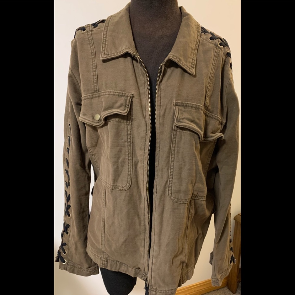 Free People Khaki Denim Jacket